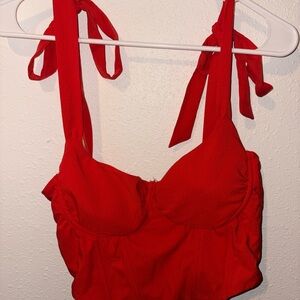 Vibrant Red Tie-Strap Top